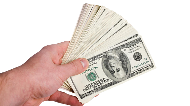 Hand holding banknotes representing the OTTTV low-risk introductory plan and refund process