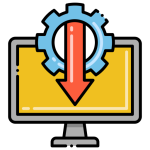 Screen and gear icon representing installing IBO Player and loading the playlist